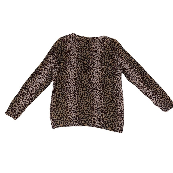 talbots Petite Leopard Cheetah Long Sleeve Button Cardigan - Picture 2 of 3